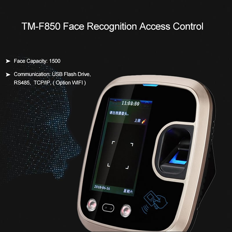 F850 Touch Screen RFID Card Fingerprint Facial Recognition Biometric Access Control